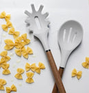 Country Kitchen Non Stick Silicone Utensil Set with Rounded Wood Handles for Cooking and Baking, 8 Piece Set, White by CozyNest Decor