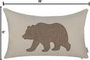Lumbar Pillow Covers 12x20 Inches Bear Decorative Cotton Linen Throw Lumbar Waist Embroidered Cushions Covers for Couch Sofa Bedroom (Khaki) by CozyNest Decor