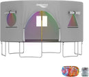 Gardenature 10FT/12FT/14FT Trampoline Tent(Tent Only), Fit Round Trampolines, Shade Cover with LED Light, Outdoor Trampolien Accessories, Anti-Tear, Beige by TinyTreasures Baby Boutique