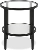 Henn&Hart 20" Wide Round Side Table with Mirror Shelf in Blackened Bronze, Table for Living Room, Bedroom by CozyNest Decor