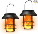 Solar Lanterns Outdoor Waterproof, Upgraded Flickering Flames Hanging Solar Lights for Outside with Wall Hooks, Halloween Decor Retro Metal Outdoor Lanterns Auto On/Off for Patio, Yard Decor by CozyNest Decor