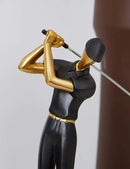HAUCOZE Golf Figurine Statue Golfer Decoration Arts Home Decor Sculpture Polyresin Black 9.6 inch by CozyNest Decor