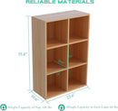 6-Cube Storage Shelf Bookcase - Wooden 3-Tier Floor Standing Open Bookshelf for Home and Office, Display Cabinet, Oak by CozyNest Decor