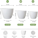 Large Self Watering Pots, 12/10/9 Plastic Planters with High Drainage Holes and Deep Reservoir for Indoor Outdoor Garden Plants and Flowers, White by GreenHaven Gardens