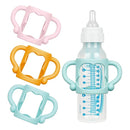 Silicone Baby Bottle Handles, 3PCS Bottle Handles, Baby Bottle Handles has Easy Grip Handles, Bottle Handles for 2.25" Diameter Baby Bottles and Straw Bottles(Pink/Orange/Blue) by TinyTreasures Baby Boutique