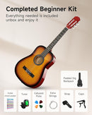 Moukey 38" Acoustic Guitar for Beginners Kids Youth Adult Dreadnought Guitarra Acustica Kit with Chord Poster, Gig Bag, Tuner, Picks, Nylon Strings, Capo, Strap - Sunburst by TinyTreasures Baby Boutique