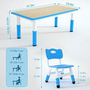 Kids Study Table and 6 Chairs Set,Height Adjustable Table and Chairs for Children and Toddlers,47.2"X23.6"Graffiti Desktop,Suitable for Daycare,Classrooms, Home by CozyNest Decor