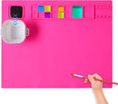 AWOKE Silicone Painting Mat - 20"X16" Silicone Art Mat with 1 Water Cup for Kids - Craft Mat has12 Color Dividers - 2 Paint Dividers (Rose) by TinyTreasures Baby Boutique