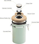 TEDSWAIT Coffee Canisters Airtight Coffee Bean Storage Container Kitchen Stainless Steel Food Storage Container with Scoop Date Tracker & CO2 Valve 61Fl Oz (Green) by CozyNest Decor