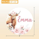 Personalized Baby Crib Bedding Set, 5 Pcs Custom Name Nursery Bedding Set, Pink Highland Cow Baby Bedding Set for Girl, Double Layer Baby Crib Sets, Customized Gifts for Toddlers Kids Infants by TinyTreasures Baby Boutique