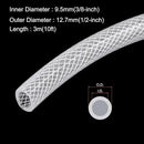 3/8" x 1/2" Braided Clear Plastic PVC Tubing 10ft High Pressure Flexible Reinforced Vinyl Tube, [for Garden Irrigation, Water Hose, Fish Tank, Water Transfer] - 9.5x12.7mm by GreenHaven Gardens