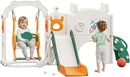 Mloong 12 in 1 Toddler Slide and Swing Set, Kids Slide for Toddlers 1-3 Years Old, Baby Playset Indoor Outdoor with Basketball Hoop Drawing Golf(Yellow & Green)(82×67×41in) by TinyTreasures Baby Boutique