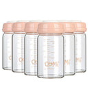 COMI Wide Neck Glass Breastmilk Collection n Storage Bottle, 6oz with Screw Ring Sealing Disk; Re-markable Sealing Disc. BPA Free, Fits Breast Pumps & Nipples (Pink Lids) by TinyTreasures Baby Boutique