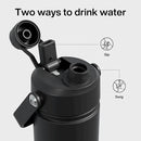 Kids Insualated Water Bottle with Straw - 12oz Stainless Steel Water Bottle with Dual Spouts, Leak-Proof, BPA-Free, Double Wall Vacuum Keeps Cold for 24 Hours for Sports, Travel, School (Black Night) by CozyNest Decor