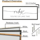 SRSZHIYUE Relax You're On Lake Time Wall Decor Above Bed Sign 32"×12" for Lake House Bedroom Over Bed Large Wood Framed Hanging Art (Black) by CozyNest Decor