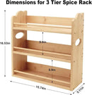 3 Tier Bamboo Spice Rack, Spice Rack Organizer, Seasoning Jars Rack Shelf Spice Organizer for Kitchen Counter or Wall Mounting, Bamboo Spice Storage Holder with handles Easy to Move by CozyNest Decor
