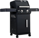 Monument Grills 2-Burner Stainless Steel Liquid Propane Gas Grill, Two Foldable Shelves Patio Garden Barbecue Grill with Clearview® Lid, Knob Control Mesa220, Black by GreenHaven Gardens