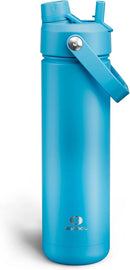 Insulated Water Bottle with Straw - Encool Stainless Steel Water Bottle, Leak-Proof, BPA-Free, Double Wall Vacuum Keeps Cold for 24 Hours for Sports, Travel, School (26 oz, Azure Blue) by CozyNest Decor
