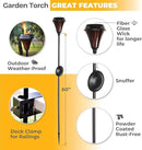 Garden Torch Large Flame - Deco Home Garden Torch Set of 2 | Citronella Garden Outdoor/Patio Outdoor Lighting Torch for Party Patio Pathway with Spikes and Deck Clamp | Caramel Black by GreenHaven Gardens
