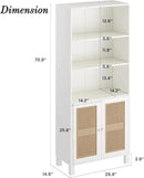 Tall Bookshelf, 5-Tier Book Shelf with 2 Rattan Doors, Freestanding Bookcase Display Shelves with Large Storage, Book Case for Living Room, Office, Study, Bedroom, 70.9 Inch by CozyNest Decor