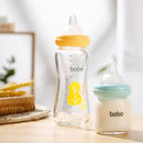 YOHKOH Natural Glass Baby Bottle with Natural Response Nipple, Newborn Anti-Colic Baby Bottles, Wide Neck Mushroom Cap Baby Bottle, Clear (3.4oz (Pack of 2), Red) by TinyTreasures Baby Boutique