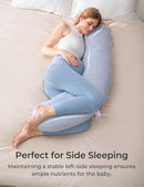 Momcozy Pregnancy Pillows for Side Sleeping, J Shaped Maternity Body Pillow for Pregnancy, Soft Pregnancy Pillow with Jersey Cover for Head Neck Belly Support, Grey by TinyTreasures Baby Boutique