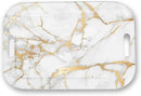 Serving Trays with Handles, 14.5 x 9.8 inch Rectangular Plastic Tray for Restaurant, Kitchen, Golden White Marble by CozyNest Decor