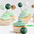 75 Pcs Cake Balls Topper Decorations Foam Cupcake Topper Mini Balloon Cake Topper Balls Cake Picks for Cake Deco Birthday Party Wedding（Green,Gold, White） by TinyTreasures Baby Boutique