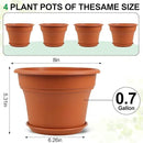 8 Inch Plastic-Flower Pot-for-Indoor Plants, 4 Pack Large Outdoor Planter Pot with Drainage Holes & Saucers, Resin Decorative Garden Pots Planters by CozyNest Decor