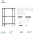 750 lbs 3 Tier Shelf Metal Storage Shelves Wire Rack Closet Organizers for Garage Kitchen Bathroom Laundry Chrome 11.8" D x 25.6" W x 31.5" H by CozyNest Decor