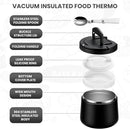 Soup Thermo for Hot Food 14oz Lunch Containers with Buckle Lid Wide Mouth Hot Food Jar Vacuum Insulated Stainless Steel Bento Box Leakproof with Spoon(Black) by TinyTreasures Baby Boutique