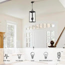 Large Outdoor Pendant Lantern Light Fixture for Front Porch, 20 Inch 2-Light Black Exterior Hanging Chandelier with Clear Glass, Outdoor Indoor Pendant Lamp for Patio, Gazebo, Entryway, Doorway by CozyNest Decor