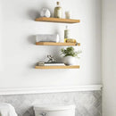 BAYKA Floating Shelves for Wall, Wall Mounted Rustic Wood Shelves for Bathroom, Bedroom, Living Room, Kitchen,Small Hanging Shelf for Books/Storage/Room Decor (Oak-Toned, Set of 3, 15.7in) by CozyNest Decor