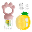 Baby Fruit Food Feeder - Silicone Nibble Tray Combo - Breastmilk Popsicle Mold for Cooling Relief, BPA Free Mesh Feeder for Infant Self Feeding (Claw Pink + Pineapple) by TinyTreasures Baby Boutique