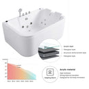 Nuvia 61-Inch 2-Person Acrylic Whirlpool Massage Bathtub With 16 Water Jets And LED Lights (SAK15780) by SAKSBY WHOLESALE