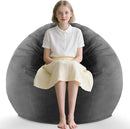 2FT Bean Bag Chair, Comfy Bean Bag Chairs with Memory Foam Filled, Fluffy Beanbag Sofa with Dutch Velvet Cover, Teardrop BeanBag Chairs for Living Room, Playroom - Grey by TinyTreasures Baby Boutique