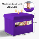 LINMAGCO Storage Ottoman Folding Foot Stool Foot Rest with Side Pocket Modern Ottoman with Storage Short Sofa Stool Velvet 17x13x13(Purple) by CozyNest Decor