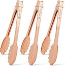 MSY BIGSUNNY 9 Inch Kitchen Food Tongs for Cooking and Serving Tongs- Aluminum - Set of 3 (pink gold) by CozyNest Decor