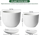 6.7 + 5.5 Inch Plant Pot, Ceramic Planter with Drainage and Saucer, Ceramic Pots for Plants, Indoor Plant pots,Succulent Pot Orchid Pots(Smooth White,Plant Pot Only) by GreenHaven Gardens