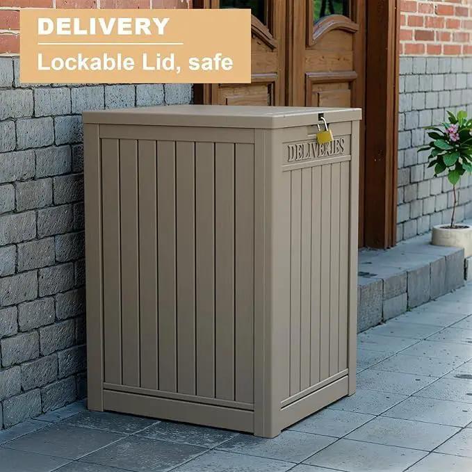 DRATO 48 Gallon Package Delivery Box, Large Lockable Storage Box, Double-Wall Resin Outdoor Package Delivery and Waterproof Deck Box for Porch, Patios, photo 6 of 7