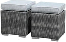 Patiorama 2 Pieces Assembled Outdoor Patio Ottoman, Indoor Outdoor All-Weather Grey Wicker Rattan Outdoor Footstool Footrest Seat with Light Grey Cushions, No Assembly Required by CozyNest Decor