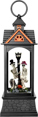 Halloween Snow Globe Lantern, Spooky Ghost Halloween Decor, Plug-in & Battery Operated Snow Globes for Halloween Decorations Indoor by CozyNest Decor