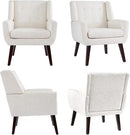 HUIMO Accent Chairs Set of 4, Upholstered Button Tufted Armchair, Linen Fabric Sofa Chairs for Bedroom, Living Room, Mid Century Modern Comfy Reading Chair (4, Beige) by CozyNest Decor