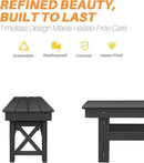 HDPE Outdoor Bench, 55" Patio Bench Outdoor Furniture, Poly Lumber Adirondack Benches, Fade-Resistant HDPE Garden Backless Benches for Park, Poolside, Garden, Porch, Obsidian by CozyNest Decor