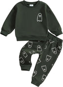 0-4T Toddler Boy Girl Halloween Outfit Fall Clothes Ghost Long Sleeve Sweatshirt Top Pants Baby Halloween Clothes by TinyTreasures Baby Boutique