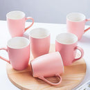Coffee Mugs Set of 6, 12oz Ceramic Coffee Mugs with Handle, Matte Porcelain Pink Coffee Mug for Latte, Tea, Cocoa, Cappuccino, Cups for Women Men for Home Restaurant Mug (Pink) by CozyNest Decor