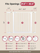 29.5-40.5" Baby Gate for Stairs, Dog Gate for Doorways, Walk Thru Auto Close Metal Baby Safety Gate for The House, Stairs and Doorways, Child Gate Pressure Mounted, Pet Gate for Dog Indoor - White by TinyTreasures Baby Boutique