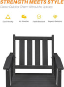HDPE Outdoor Dining Set of 6, Patio Dining Table Set with 4 Chairs and 1 Bench, 6 Pieces HDPE Dining Set with Umbrella Hole, Outdoor Furniture Sets for Deck, Poolside, Garden, Obsidian by CozyNest Decor