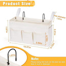 Bedside Caddy Organizer with Fixed Straps and Water Bottle Holder for Home, College Dorm, Hospital, Crib and Bunk Bed (2pcs White) by CozyNest Decor