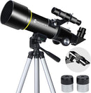 Telescopes, Telescope for Kids and Adults Beginners, 70mm Aperture 400mm Focus Length Refractor Travel Telescope with AZ Mount for Observe The Moon and Landscape-Black by TinyTreasures Baby Boutique